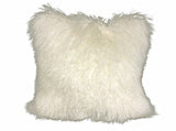 24" Creamy Genuine Tibetan Lamb Fur Pillow With Microsuede Backing - Homeroots