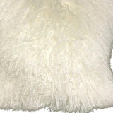 24" Creamy Genuine Tibetan Lamb Fur Pillow With Microsuede Backing - Homeroots