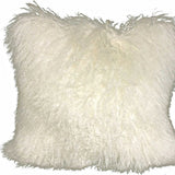 24" Creamy Genuine Tibetan Lamb Fur Pillow With Microsuede Backing - Homeroots - Flyclothing LLC
