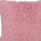 24" Pink Genuine Tibetan Lamb Fur Pillow With Microsuede Backing - Homeroots - Flyclothing LLC