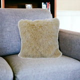 24" Gold Genuine Tibetan Lamb Fur Pillow With Microsuede Backing - Homeroots