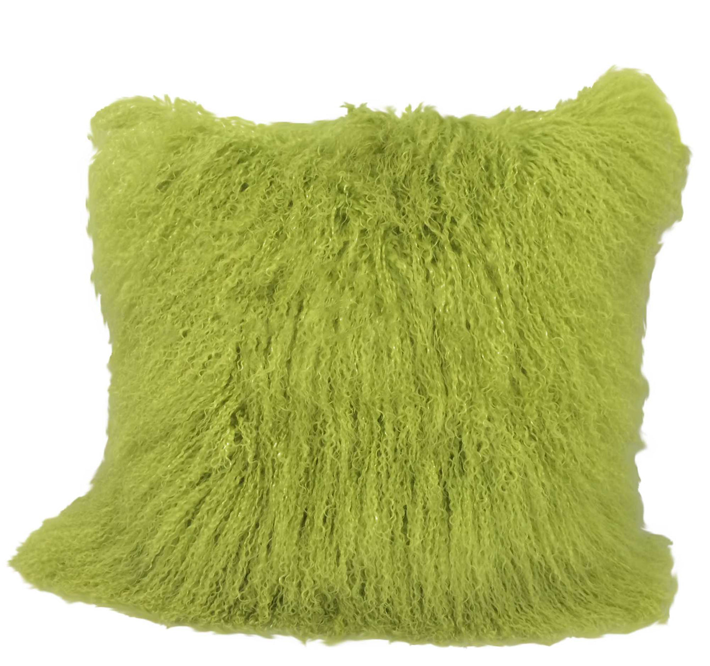 24" Lime Green Genuine Tibetan Lamb Fur Pillow With Microsuede Backing - Homeroots - Flyclothing LLC