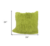 24" Lime Green Genuine Tibetan Lamb Fur Pillow With Microsuede Backing - Homeroots - Flyclothing LLC