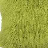 24" Lime Green Genuine Tibetan Lamb Fur Pillow With Microsuede Backing - Homeroots - Flyclothing LLC