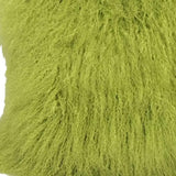 24" Lime Green Genuine Tibetan Lamb Fur Pillow With Microsuede Backing - Homeroots