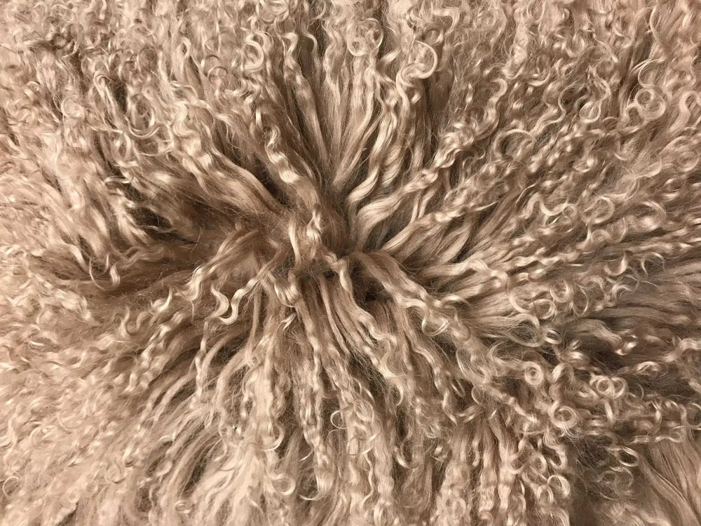 24" Beige Genuine Tibetan Lamb Fur Pillow With Microsuede Backing - Homeroots - Flyclothing LLC