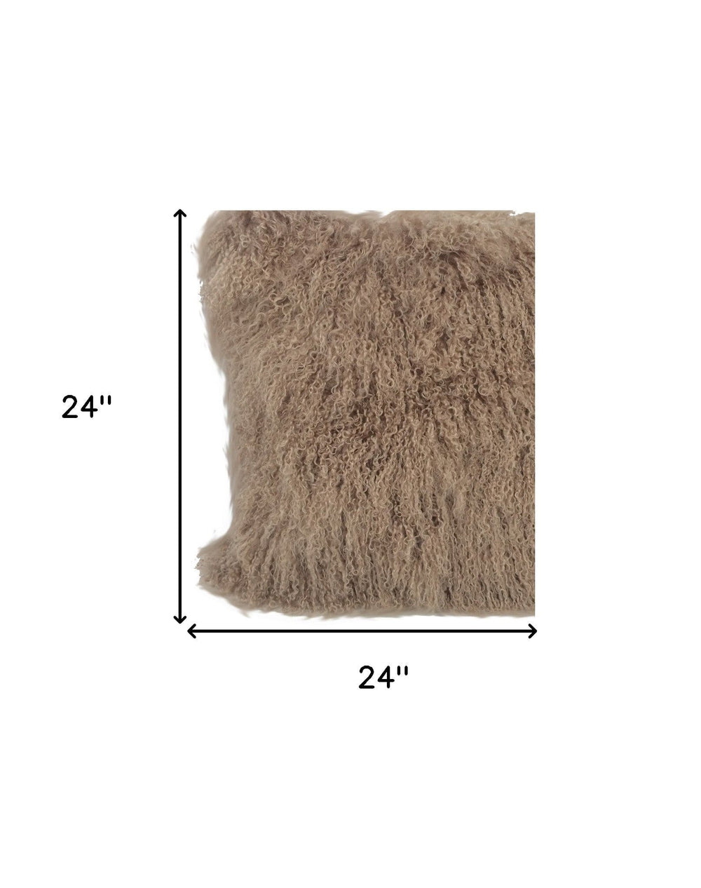 24" Beige Genuine Tibetan Lamb Fur Pillow With Microsuede Backing - Homeroots - Flyclothing LLC