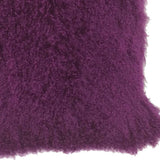 24" Purple Genuine Tibetan Lamb Fur Pillow With Microsuede Backing - Homeroots