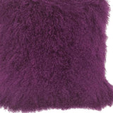 24" Purple Genuine Tibetan Lamb Fur Pillow With Microsuede Backing - Homeroots