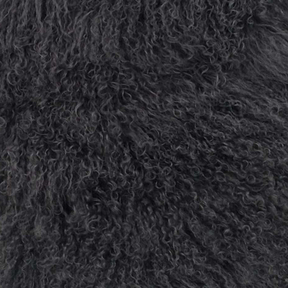 24" Charcoal Genuine Tibetan Lamb Fur Pillow With Microsuede Backing - Homeroots - Flyclothing LLC