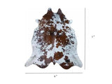 6 Ft Brown And White Brindled Cowhide Rug - Homeroots