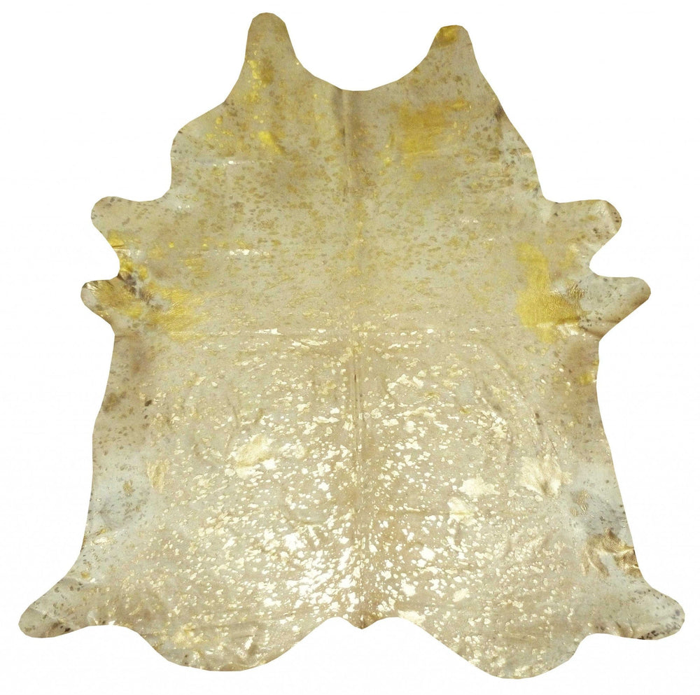 6 Ft Gold Devore Brindled Cowhide Rug - Homeroots
