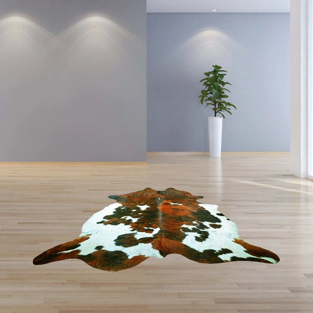 6 Ft Tri-Colored Brindled Cowhide Rug - Homeroots - Flyclothing LLC
