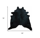 6' X 7' Black Cowhide Handmade Area Rug - Homeroots