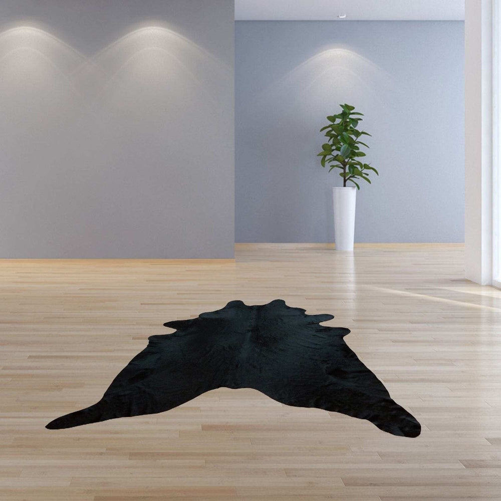 6.5 Ft Black Dyed Brindled Cowhide Rug - Homeroots - Flyclothing LLC
