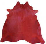 6.5' Red Genuine Cowhide Area Rug - Homeroots