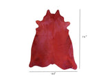 6.5' Red Genuine Cowhide Area Rug - Homeroots