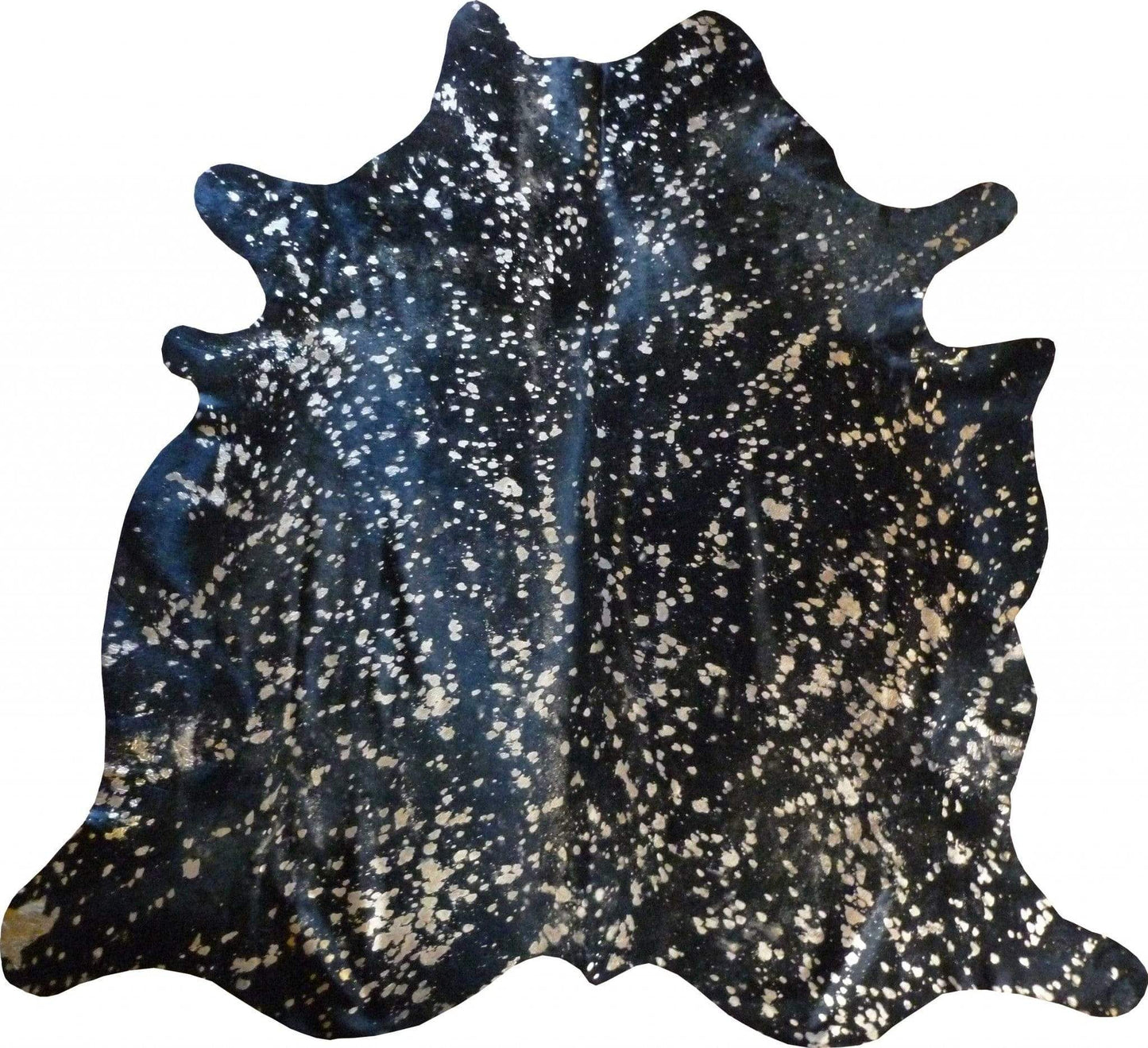 6 Ft Gold Devore On Black Stenciled Cowhide Rug - Homeroots - Flyclothing LLC