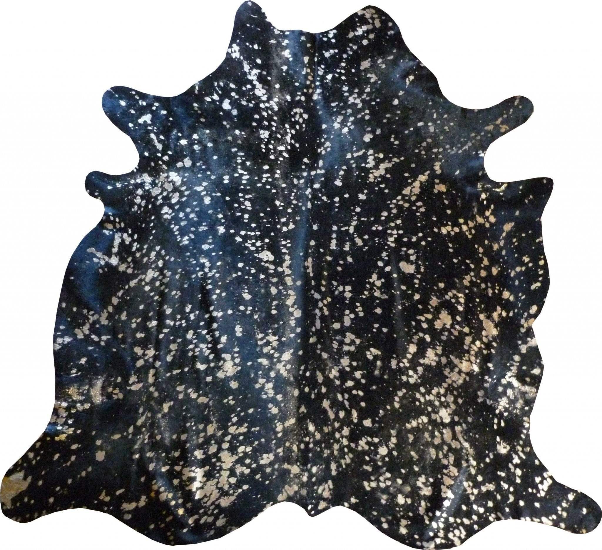 6 Ft Gold Devore On Black Stenciled Cowhide Rug - Homeroots - Flyclothing LLC
