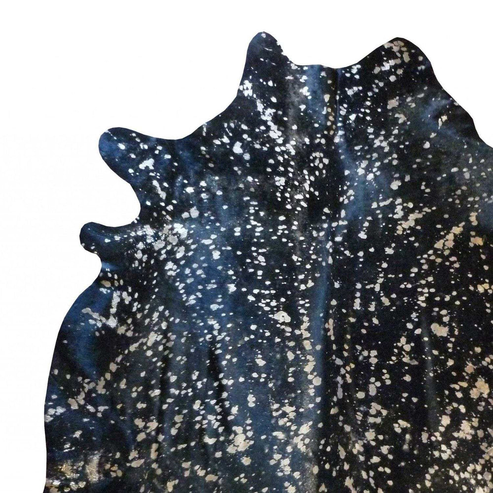 6 Ft Gold Devore On Black Stenciled Cowhide Rug - Homeroots - Flyclothing LLC