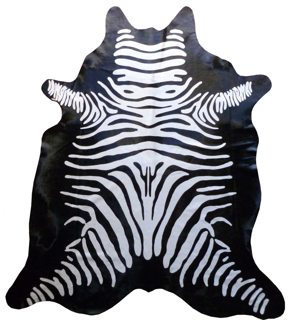 6 Ft Stenciled Reverse Zebra Cowhide Rug - Homeroots