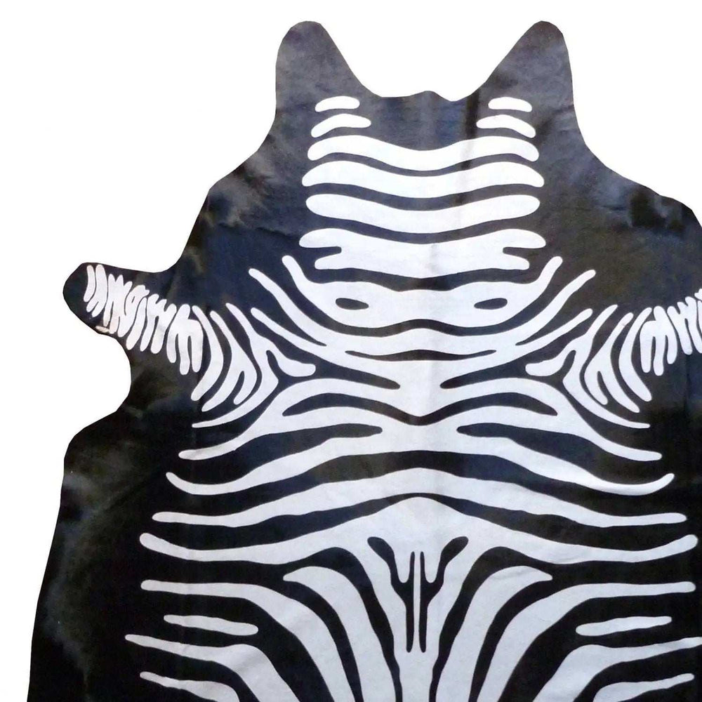 6 Ft Stenciled Reverse Zebra Cowhide Rug - Homeroots - Flyclothing LLC
