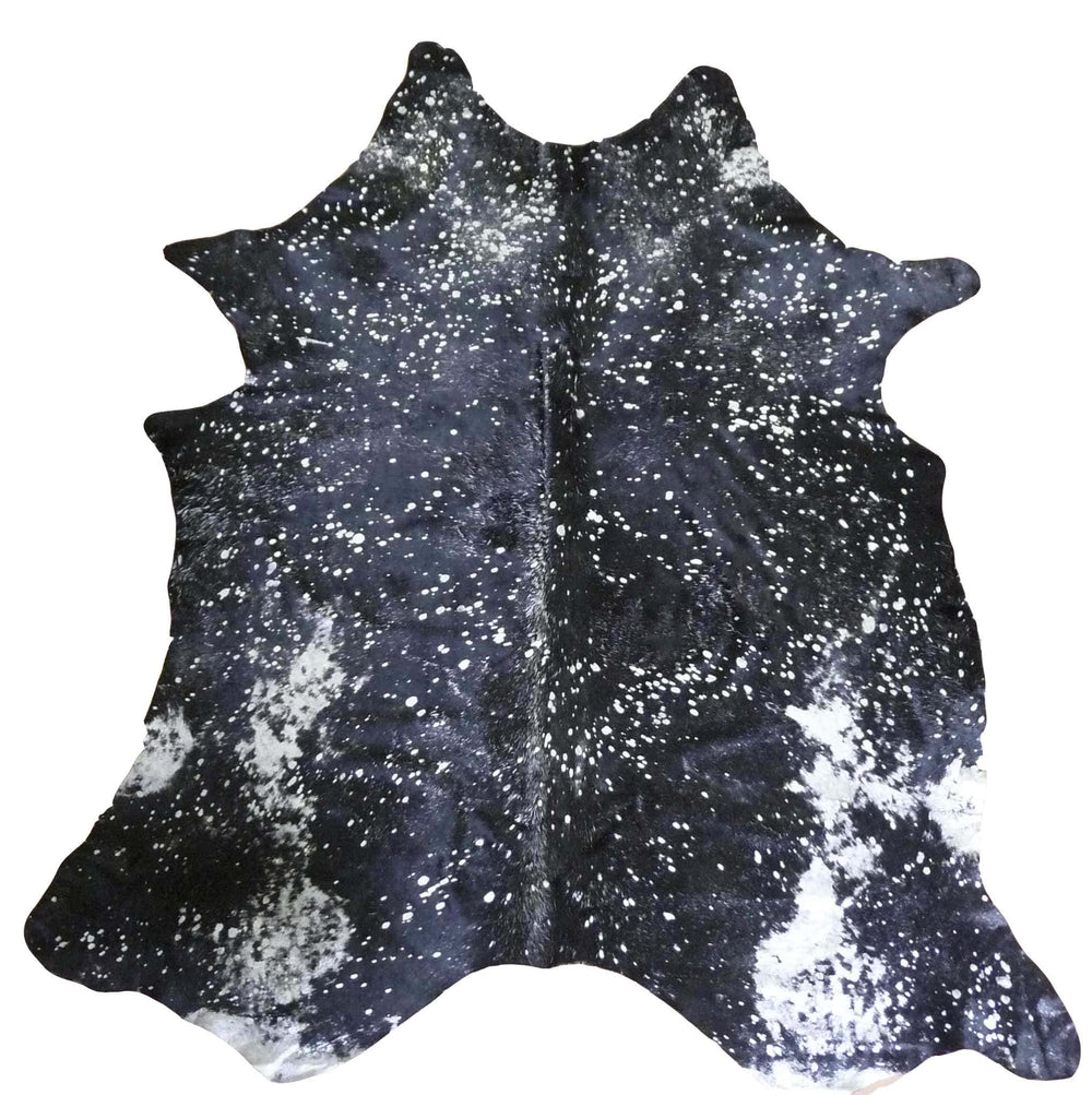 6 Ft Silver Devore On Black Stenciled Cowhide Rug - Homeroots