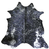 6 Ft Silver Devore On Black Stenciled Cowhide Rug - Homeroots