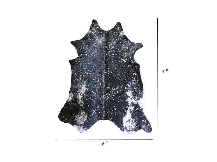 6 Ft Silver Devore On Black Stenciled Cowhide Rug - Homeroots - Flyclothing LLC