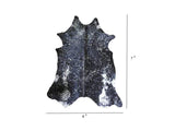 6 Ft Silver Devore On Black Stenciled Cowhide Rug - Homeroots - Flyclothing LLC