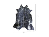 6 Ft Silver Devore On Black Stenciled Cowhide Rug - Homeroots