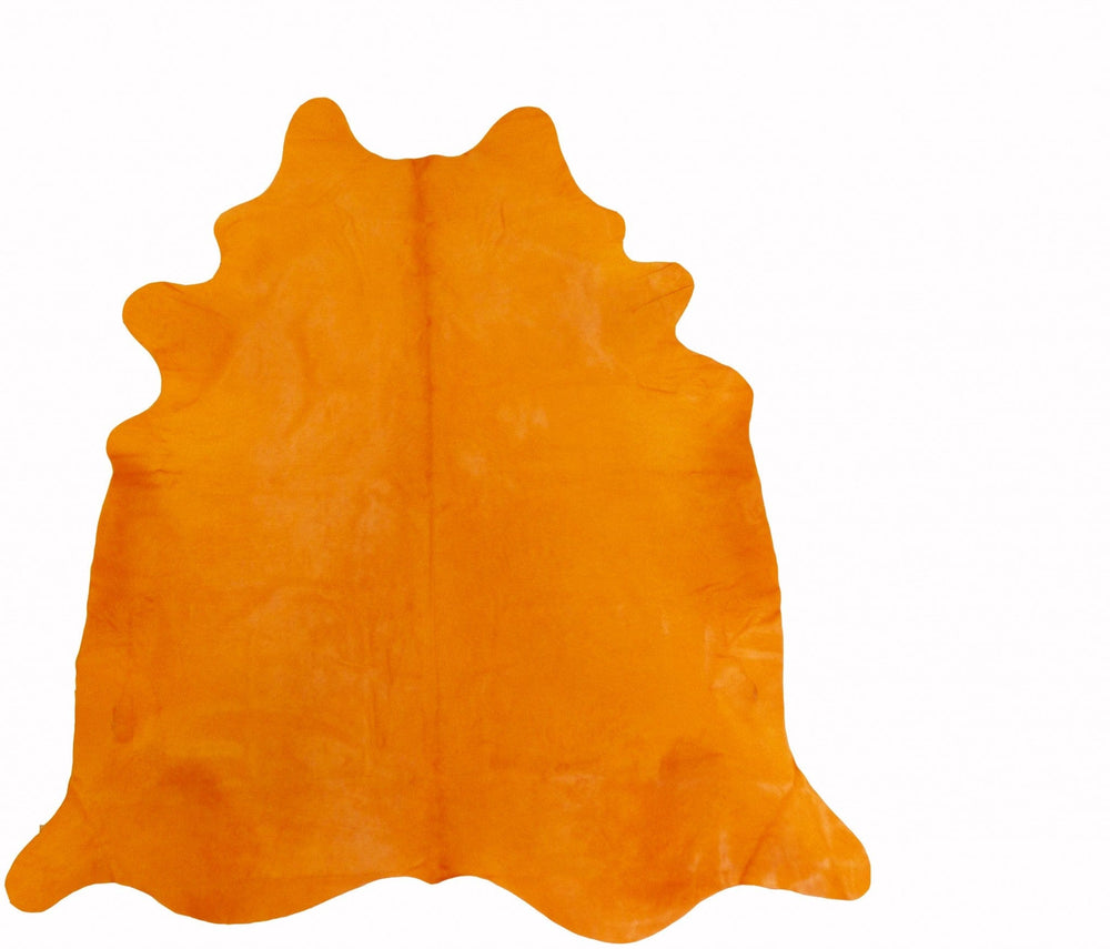6 Ft Vibrant Orange Stenciled Cowhide Rug - Homeroots