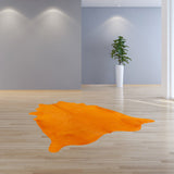 6 Ft Vibrant Orange Stenciled Cowhide Rug - Homeroots
