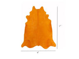 6 Ft Vibrant Orange Stenciled Cowhide Rug - Homeroots - Flyclothing LLC