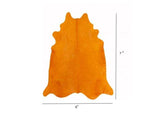 6 Ft Vibrant Orange Stenciled Cowhide Rug - Homeroots - Flyclothing LLC
