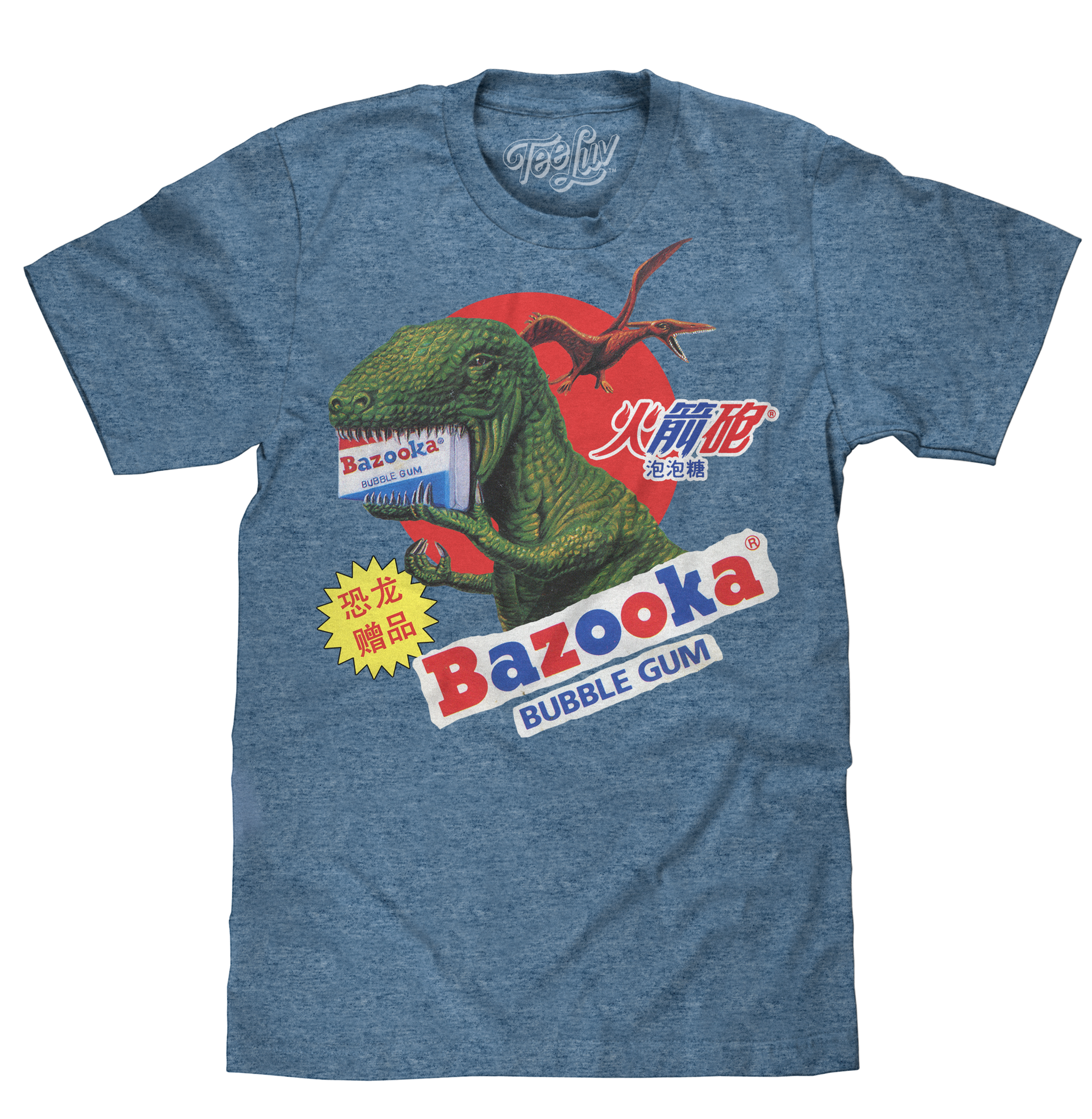 Bazooka Bubble Gum Dinosaur T-Shirt - Cabo Blue