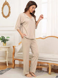 Ribbed Half Sleeve Top and Pocketed Pants Set - Trendsi - Flyclothing LLC