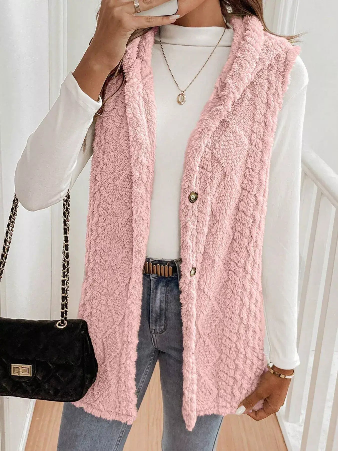 Cozy Sherpa Fleece Hooded Vest Coat - Trendsi - Flyclothing LLC