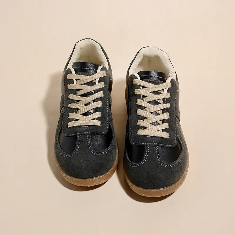 Lace Up Round Toe Flat Sneakers - Trendsi - Flyclothing LLC