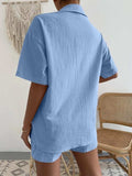 Button Up Short Sleeve Shirt and Shorts Set - Trendsi - Flyclothing LLC
