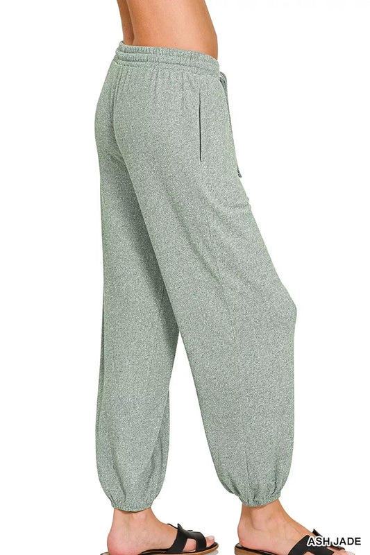Zenana Soft Melange Hacci Jogger - Trendsi - Flyclothing LLC