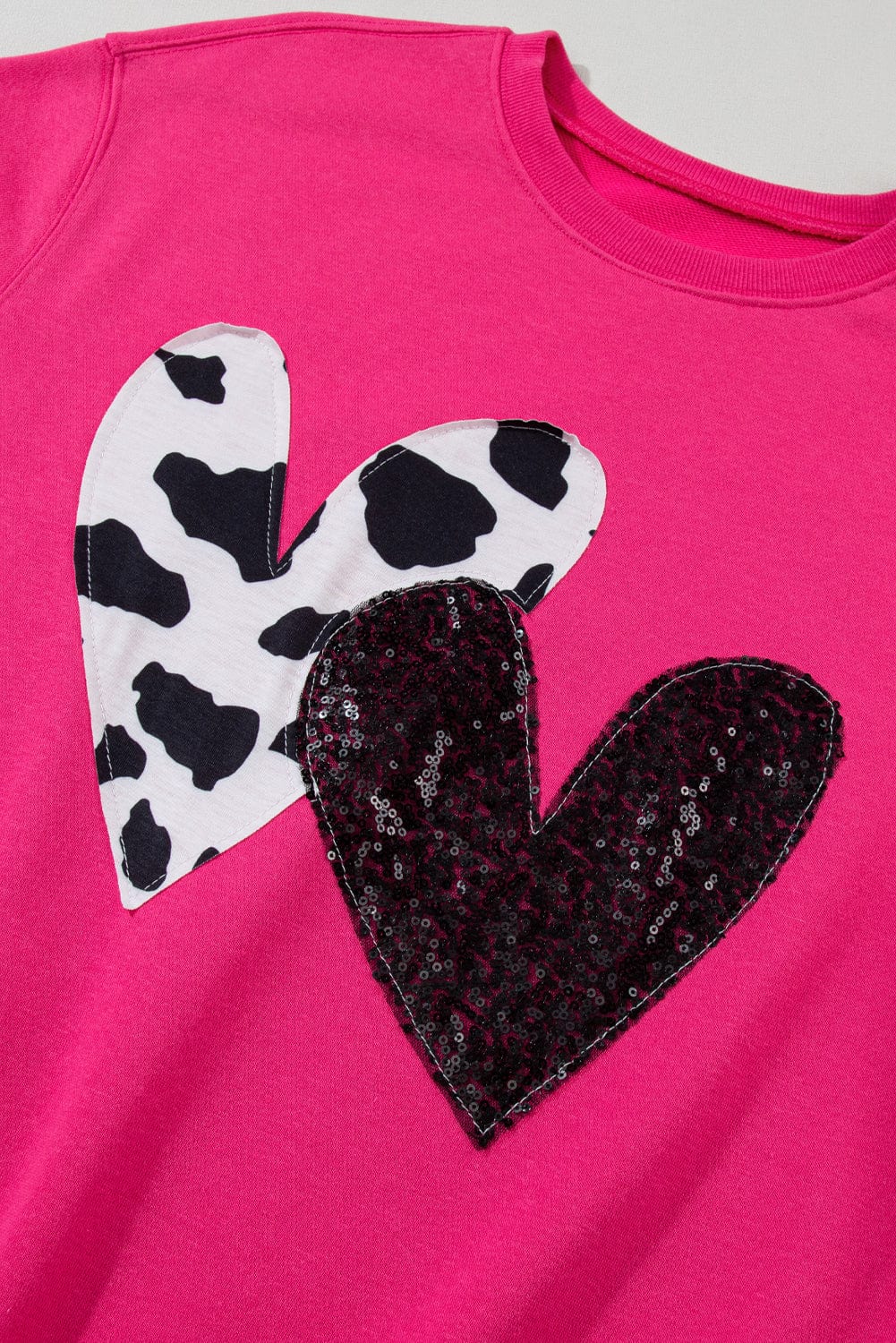 Heart Patch Long Sleeve Sweatshirt - Trendsi
