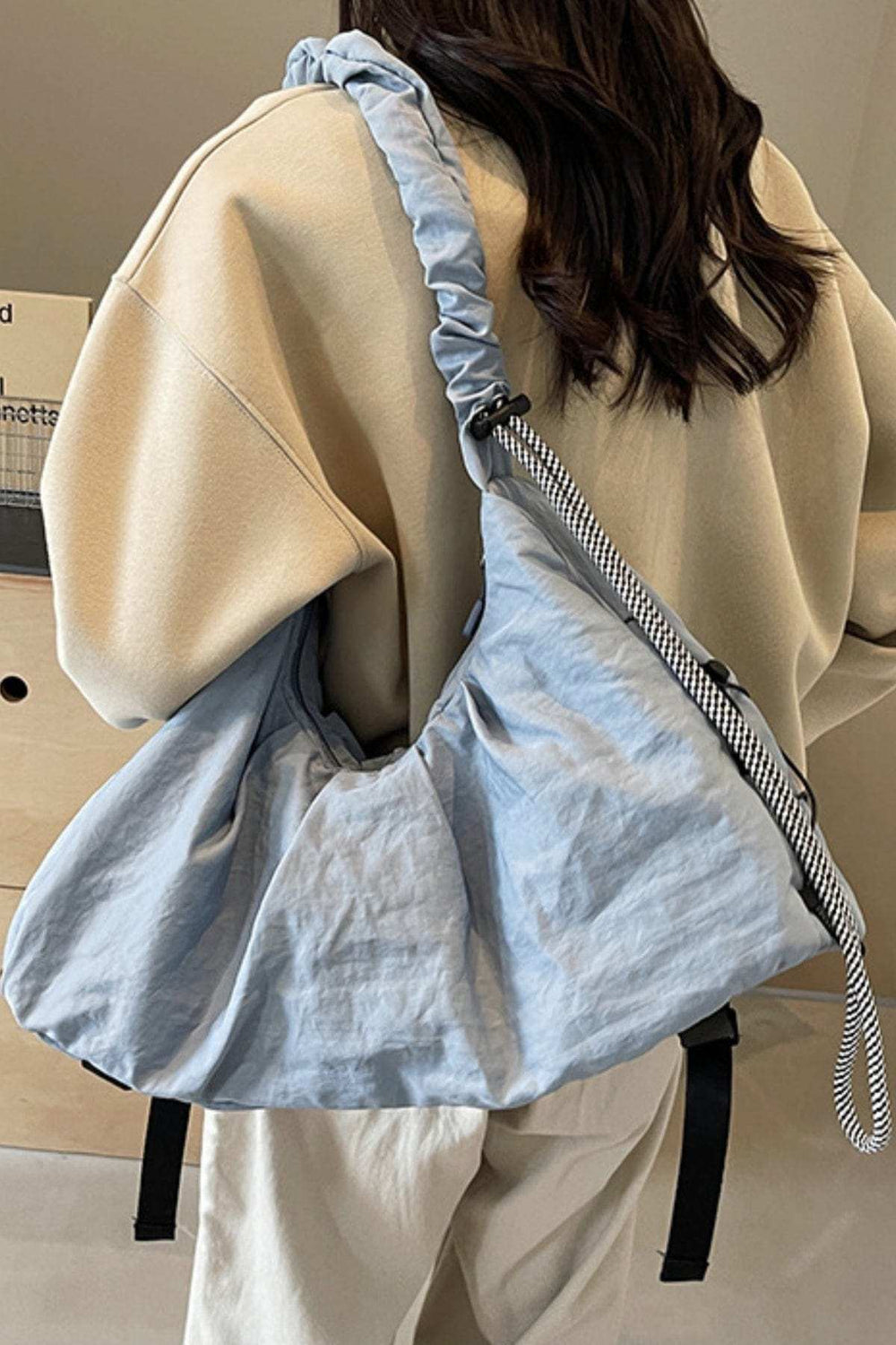 Drawstring Strap Ruched Crossbody Bag - Trendsi - Flyclothing LLC