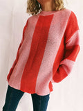 Color Block Round Neck Long Sleeve Sweater - Trendsi - Flyclothing LLC