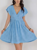 Cutout Surplice Short Sleeve Dress - Trendsi - Flyclothing LLC