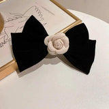 Rose Trim Bow Hair Clip - Trendsi - Flyclothing LLC