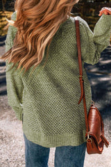 V-Neck Dropped Shoulder Long Sleeve Sweater - Trendsi - Flyclothing LLC