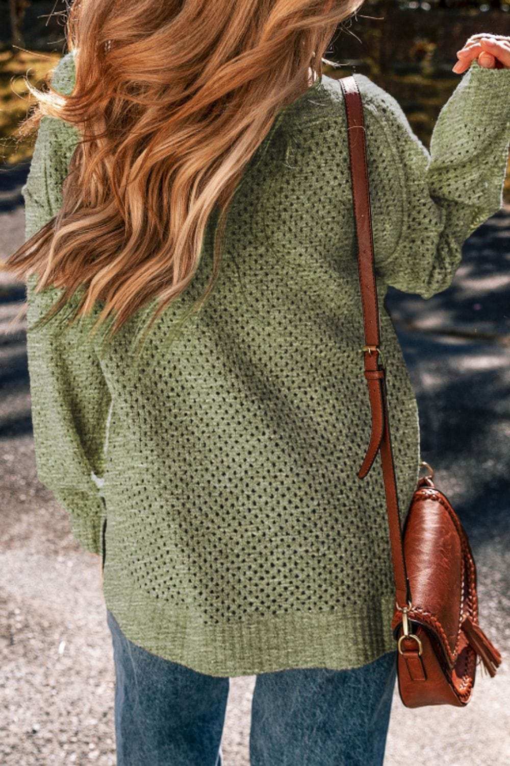 V-Neck Dropped Shoulder Long Sleeve Sweater - Trendsi - Flyclothing LLC