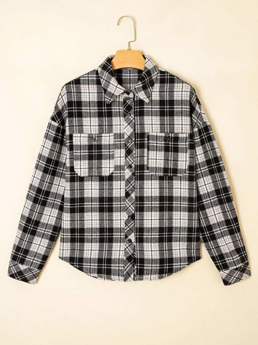 Plaid Print Chest Pockets Buttoned Shirt - Trendsi - Flyclothing LLC