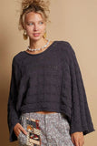 POL Round Neck Cable Knit Cropped Sweater - Trendsi